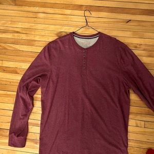 Long Sleeve Burgundy Henley Tee